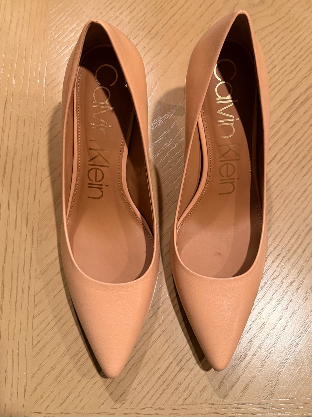Calvin Klein Pointed-Toe Leather Pumps